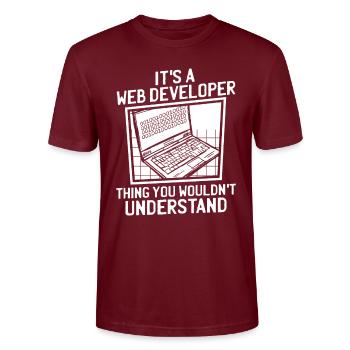 Développeur Web Développeur Web - T-shirt bio CRAFTER Stanley Stella Unisexe - bordeaux - Devant - Alina (178cm) & Michal (187cm)