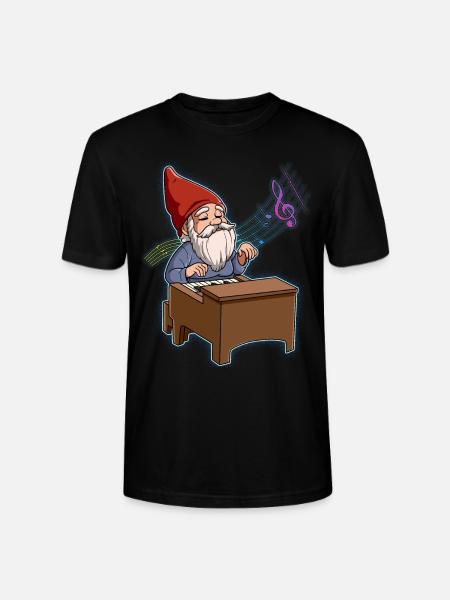 Gnome Piano Player - Stanley/Stella CRAFTER Unisex Organic T-Shirt - black