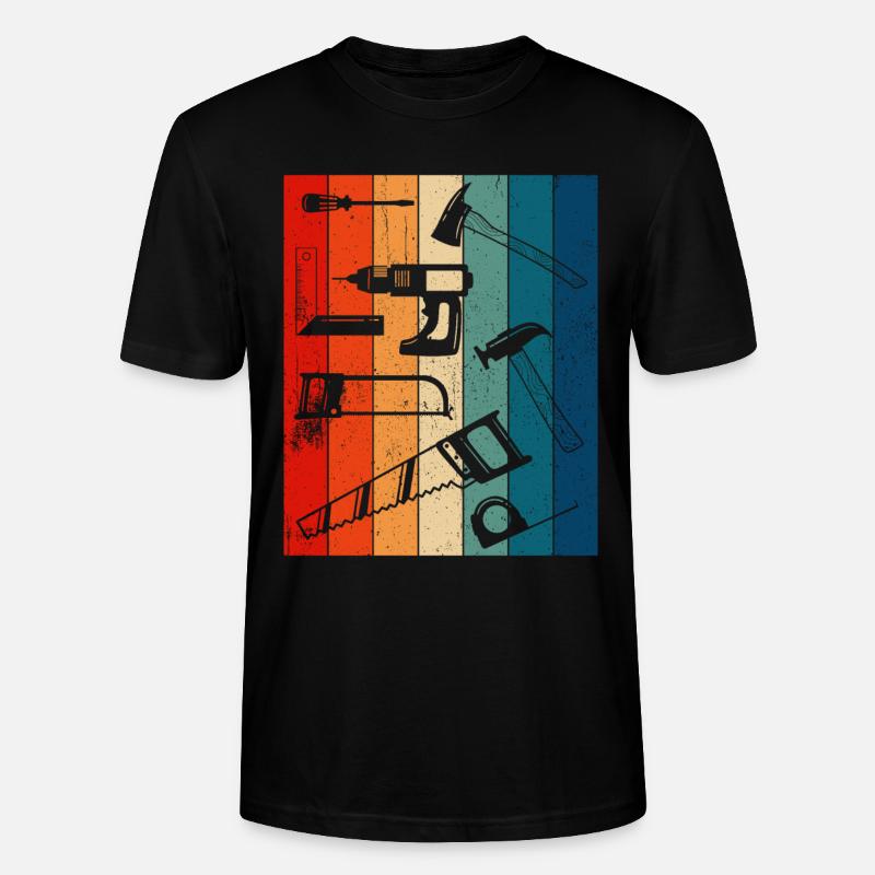 Retro Carpenter Tools - Stanley/Stella Unisex Bio-T-Shirt CRAFTER - Schwarz