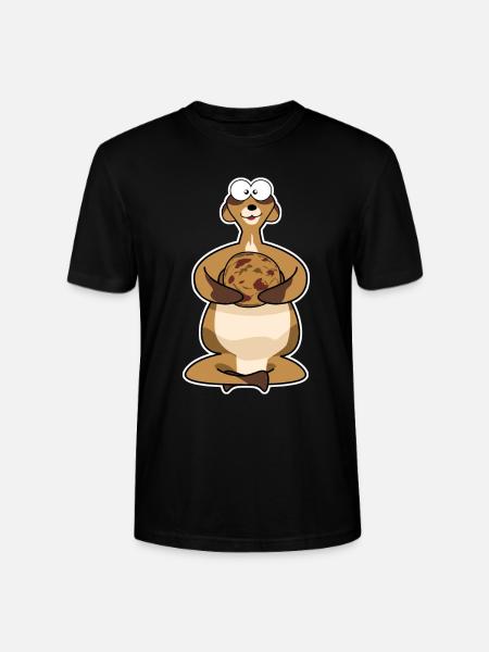 fat meerkat with biscuit - Stanley/Stella CRAFTER Unisex Organic T-Shirt - black