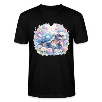 Schildkröte Echse Schildkröte Baby Schildkröten - Stanley/Stella Unisex Bio-T-Shirt CRAFTER - Schwarz - Vorne - Alina (178cm) & Michal (187cm)