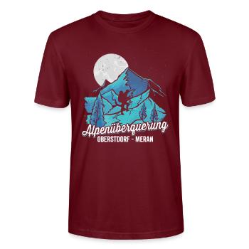 Alpenüberquerung Oberstdorf Meran Pilgerweg - Stanley/Stella Unisex Bio-T-Shirt CRAFTER - Burgunderrot - Vorne - Alina (178cm) & Michal (187cm)