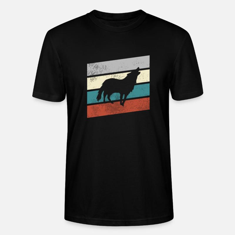 Wolf Retro - Stanley/Stella Unisex Bio-T-Shirt CRAFTER - Schwarz