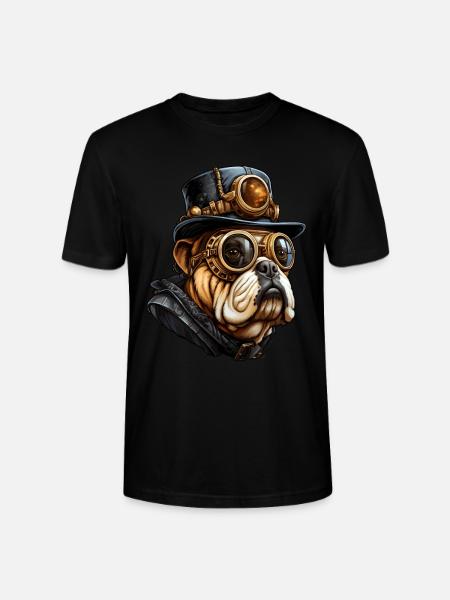 Steampunk Bulldog Dog - Stanley/Stella CRAFTER Unisex Organic T-Shirt - black