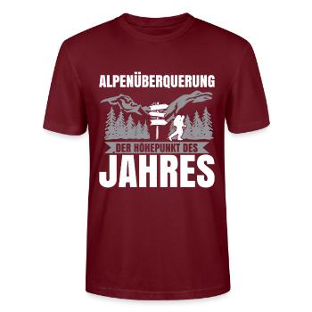 Alpenüberquerung Für Alpenüberquerer Wanderin Wand - Stanley/Stella Unisex Bio-T-Shirt CRAFTER - Burgunderrot - Vorne - Alina (178cm) & Michal (187cm)
