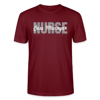 Care Manager - Stanley/Stella CRAFTER Unisex Organic T-Shirt - burgundy - Front - Alina (178cm) & Michal (187cm)