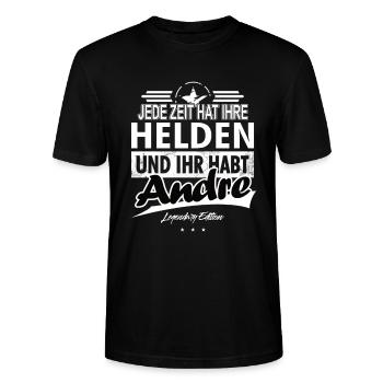 Jede Zeit hat Ihre Helden Ihr habt Alexandre - Stanley/Stella Unisex Bio-T-Shirt CRAFTER - Schwarz - Vorne - Alina (178cm) & Michal (187cm)