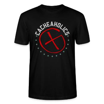 Cacheaholics - Geocaching Geocacher - Stanley/Stella Unisex Bio-T-Shirt CRAFTER - Schwarz - Vorne - Alina (178cm) & Michal (187cm)
