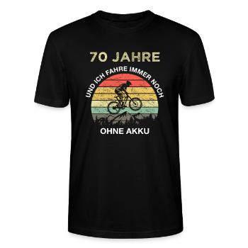 70 Jahre und ich fahre immer noch ohne Akku - Stanley/Stella Unisex Bio-T-Shirt CRAFTER - Schwarz - Vorne - Alina (178cm) & Michal (187cm)