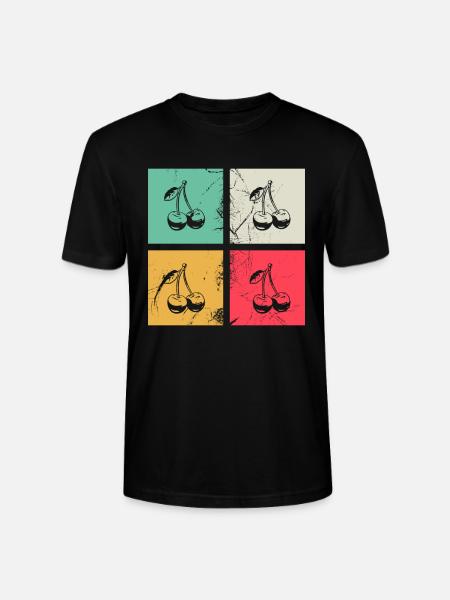 Cherry Retro Fruit Fruit Cherries - Stanley/Stella CRAFTER Unisex Organic T-Shirt - black