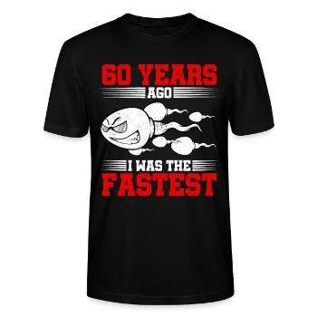 För 60 år sedan var jag snabbast - Ekologisk T-shirt CRAFTER unisex från Stanley/Stella - svart - Fram - Alina (178cm) & Michal (187cm)