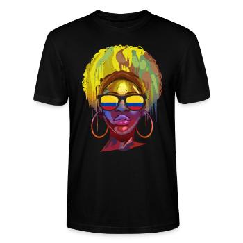 Kolumbien - Stanley/Stella Unisex Bio-T-Shirt CRAFTER - Schwarz - Vorne - Alina (178cm) & Michal (187cm)