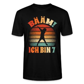 bääm ich bin 7 junge dabbing 7. Geburtstag - Stanley/Stella Unisex Bio-T-Shirt CRAFTER - Schwarz - Vorne - Alina (178cm) & Michal (187cm)