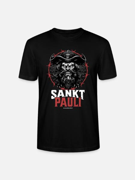 St Pauli Retro Piratenkopf Hansestadt Hamborg - Stanley Stella CRAFTER unisex økologisk-T-shirt - sort