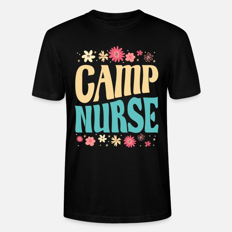 Camping Krankenschwester Blumen Design - Stanley/Stella Unisex Bio-T-Shirt CRAFTER - Schwarz