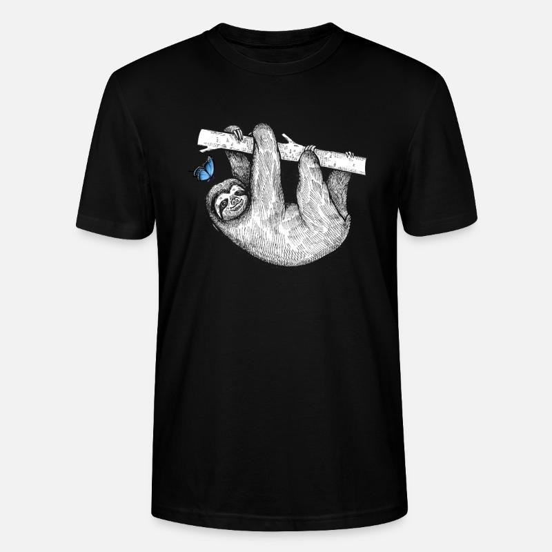 Faultier mit Schmetterling - Stanley/Stella Unisex Bio-T-Shirt CRAFTER - Schwarz