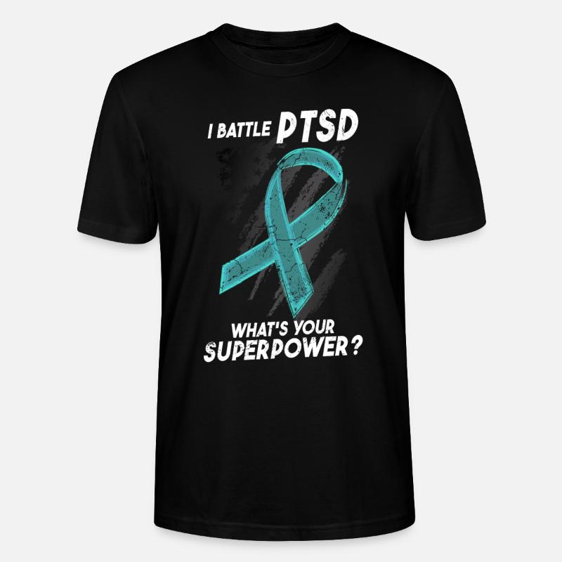 Ich kämpfe gegen PTBS | PTBS-Bewusstsein - Stanley/Stella Unisex Bio-T-Shirt CRAFTER - Schwarz