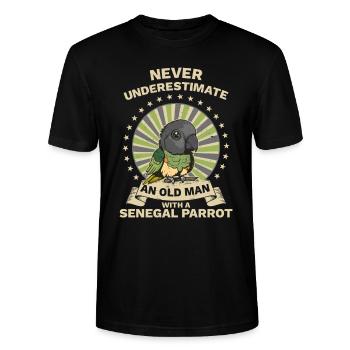 Senegalpapagei Mohrenkopfpapagei Papagei Retro - Stanley/Stella Unisex Bio-T-Shirt CRAFTER - Schwarz - Vorne - Alina (178cm) & Michal (187cm)
