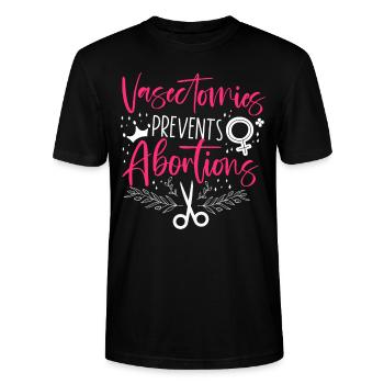 Feminist Vasectomies Prevents - Stanley/Stella CRAFTER Unisex Organic T-Shirt - black - Front - Alina (178cm) & Michal (187cm)