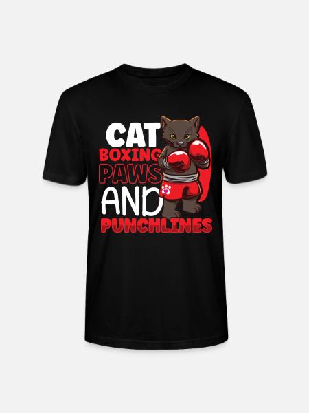 Katze Boxen Boxring Boxerhandschuhe Boxkämpfer - Stanley/Stella Unisex Bio-T-Shirt CRAFTER - Schwarz