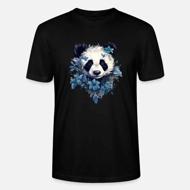 Conception de fleurs de panda - T-shirt bio CRAFTER Stanley Stella Unisexe - noir