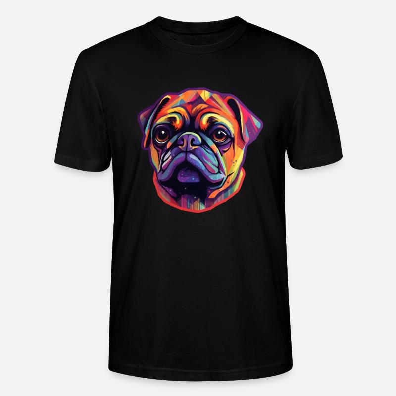Mops Regenbogenfarben - Stanley/Stella Unisex Bio-T-Shirt CRAFTER - Schwarz