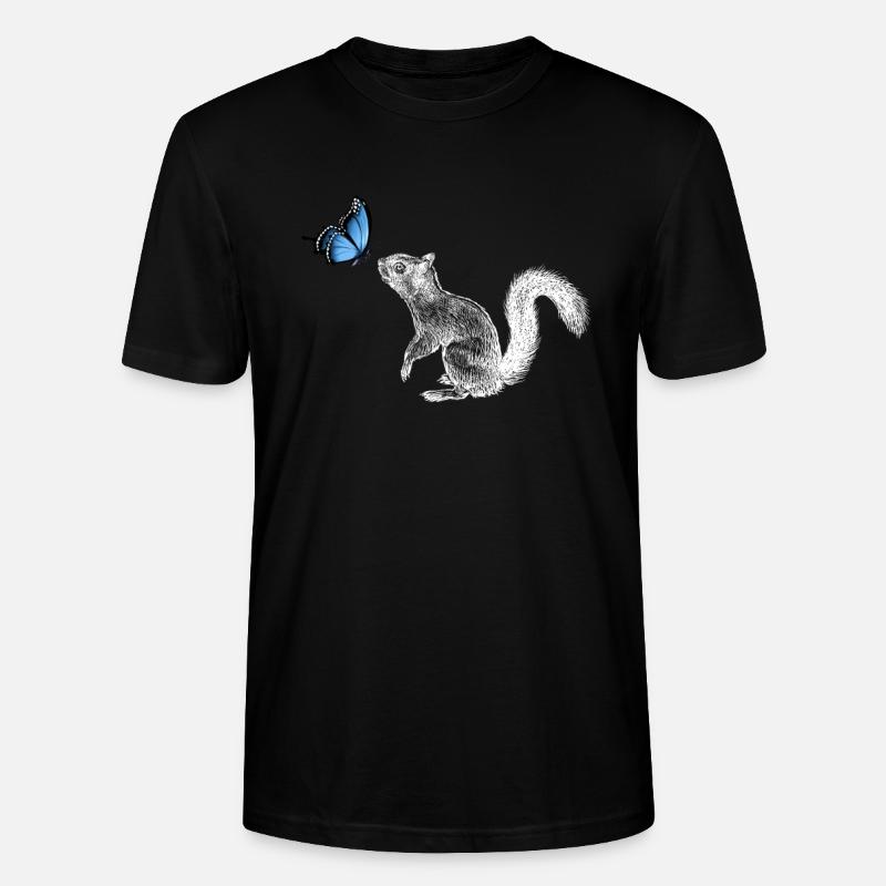 Eichhörnchen mit Schmetterling - Stanley/Stella Unisex Bio-T-Shirt CRAFTER - Schwarz