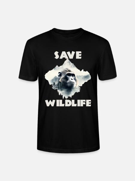 Save wildlife chimpanzee - Stanley/Stella CRAFTER Unisex Organic T-Shirt - black