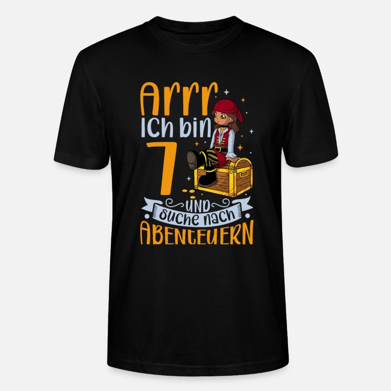 Ich bin 7 - Mädchen Pirat - Stanley/Stella Unisex Bio-T-Shirt CRAFTER - Schwarz