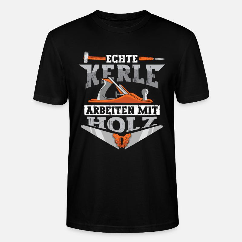 Echte Kerle arbeiten mit Holz - Stanley/Stella Unisex Bio-T-Shirt CRAFTER - Schwarz
