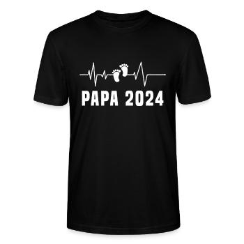 Papa 2024 Frequenz Herschlag Der Papa zum Vatertag - Stanley/Stella Unisex Bio-T-Shirt CRAFTER - Schwarz - Vorne - Alina (178cm) & Michal (187cm)