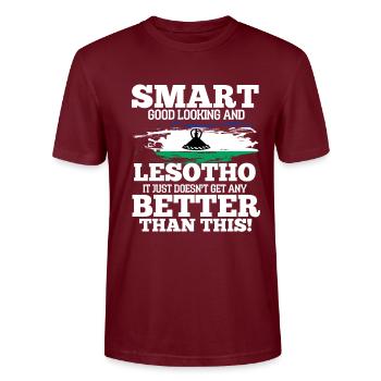 Lesotho - Stanley/Stella Unisex Bio-T-Shirt CRAFTER - Burgunderrot - Vorne - Alina (178cm) & Michal (187cm)