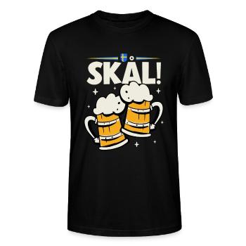 Skal - Schweden Trinkspruch - Stanley/Stella Unisex Bio-T-Shirt CRAFTER - Schwarz - Vorne - Alina (178cm) & Michal (187cm)