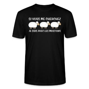 Cadeau agriculteur éleveur de moutons - T-shirt bio CRAFTER Stanley Stella Unisexe - noir - Devant - Alina (178cm) & Michal (187cm)