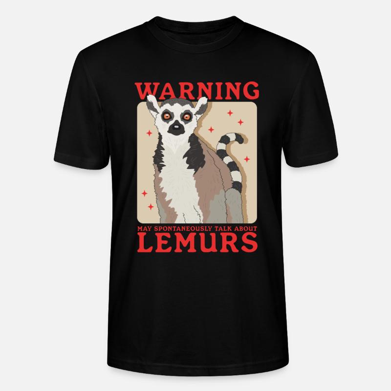 Lémurien à queue annelée cadeau - T-shirt bio CRAFTER Stanley Stella Unisexe - noir