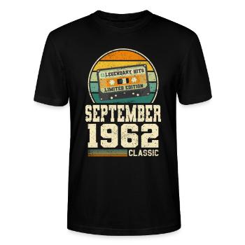 61. Geburtstag September Jahrgang 1962 Vintage - Stanley/Stella Unisex Bio-T-Shirt CRAFTER - Schwarz - Vorne - Alina (178cm) & Michal (187cm)