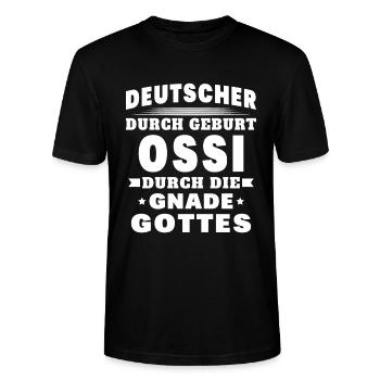 Ossi Ostdeutscher Sachsen - Stanley/Stella Unisex Bio-T-Shirt CRAFTER - Schwarz - Vorne - Alina (178cm) & Michal (187cm)