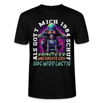 39. Geburtstag als Gott mich schuf Motorrad 1984 - Stanley/Stella Unisex Bio-T-Shirt CRAFTER - Schwarz - Vorne - Alina (178cm) & Michal (187cm)