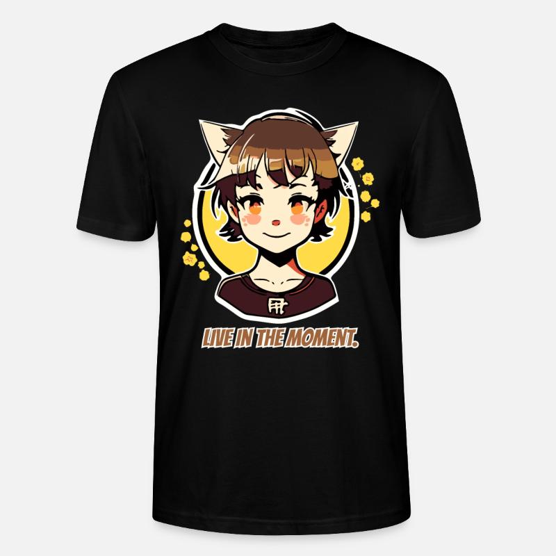 Lebe im Moment, Katzen-mädchen - Stanley/Stella Unisex Bio-T-Shirt CRAFTER - Schwarz