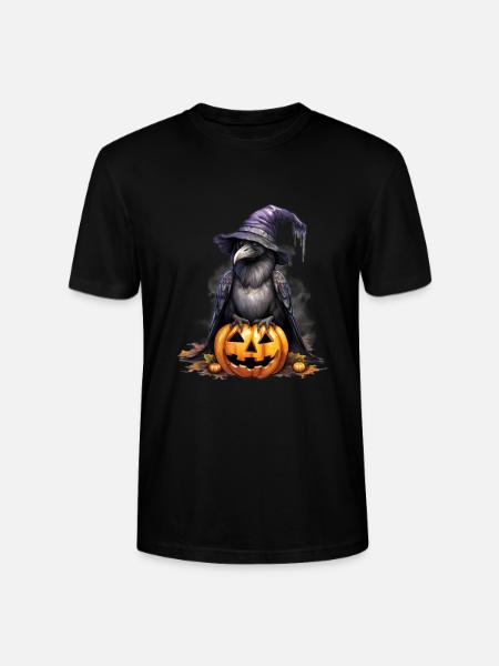 Halloween Pumpkin Raven - Stanley/Stella CRAFTER Unisex Organic T-Shirt - black