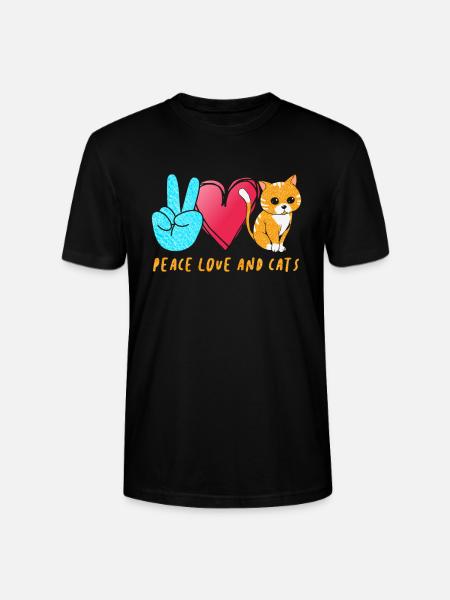 Peace Love Cats - Stanley/Stella Unisex Bio-T-Shirt CRAFTER - Schwarz