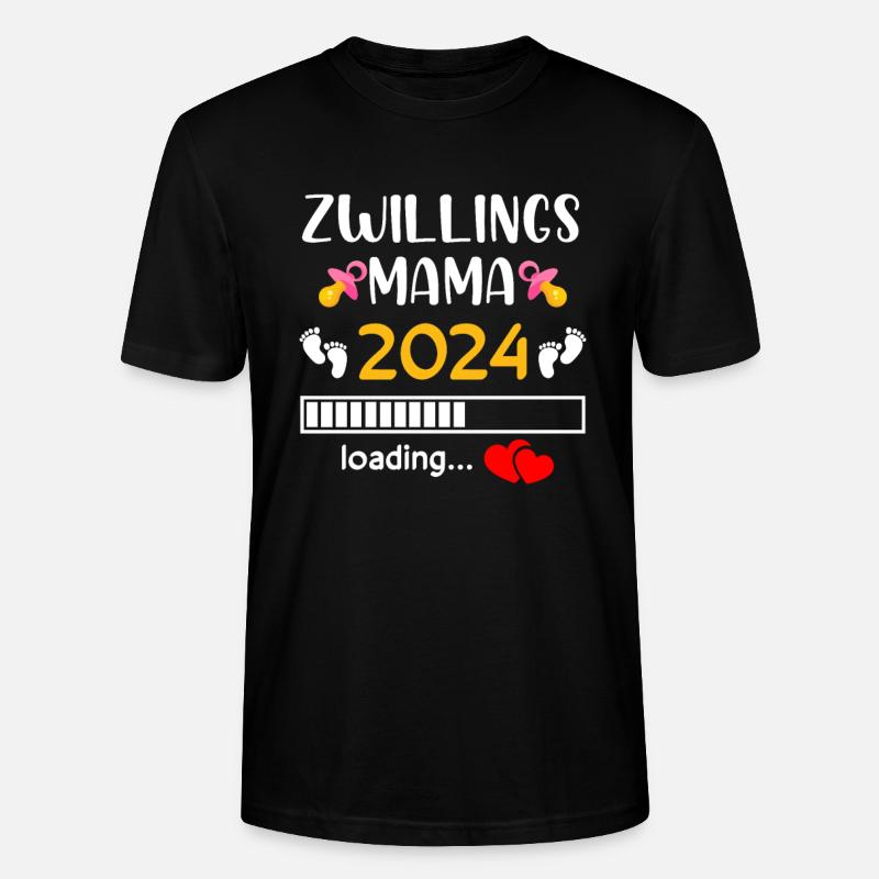 Zwillingsmama 2024 Mama Loading - Stanley/Stella Unisex Bio-T-Shirt CRAFTER - Schwarz