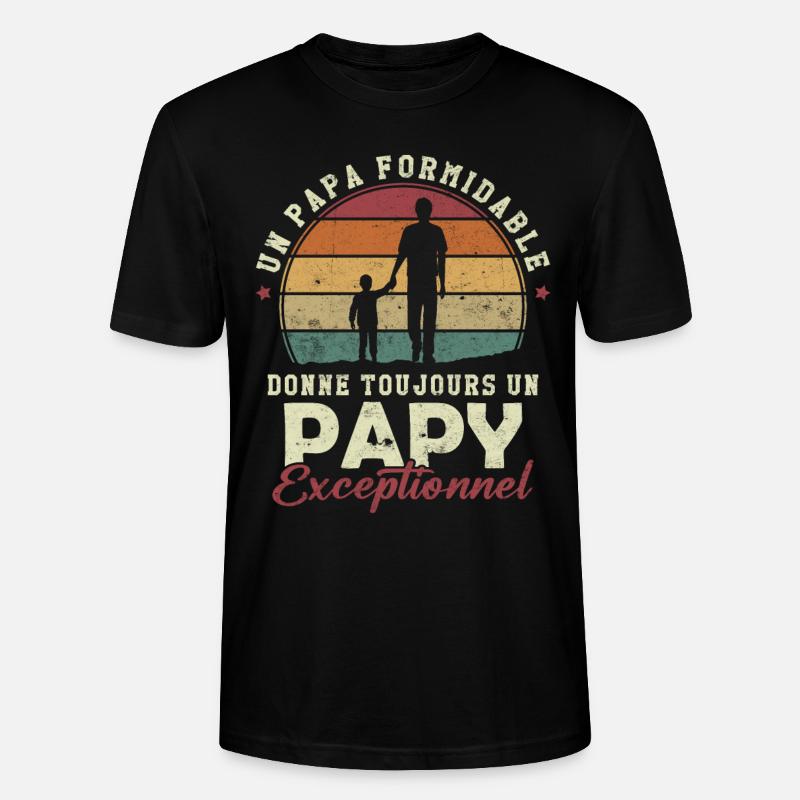Papa formidable, papy exceptionnel - T-shirt bio CRAFTER Stanley Stella Unisexe - noir