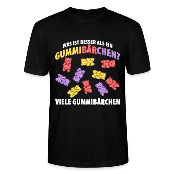 Was ist besser als ein Gummibärchen? Viele Gummibä - Stanley/Stella Unisex Bio-T-Shirt CRAFTER - Schwarz - Vorne - Alina (178cm) & Michal (187cm)