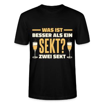 Was ist besser als ein Sekt? Zwei Sekt Lieblingsge - Stanley/Stella Unisex Bio-T-Shirt CRAFTER - Schwarz - Vorne - Alina (178cm) & Michal (187cm)