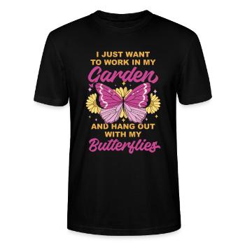 Amateur gardener garden sunflower - Stanley/Stella CRAFTER Unisex Organic T-Shirt - black - Front - Alina (178cm) & Michal (187cm)