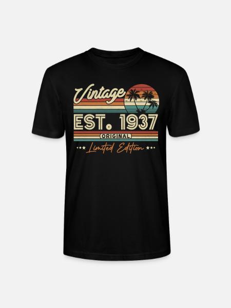 1937 Birthday present - Stanley/Stella CRAFTER Unisex Organic T-Shirt - black