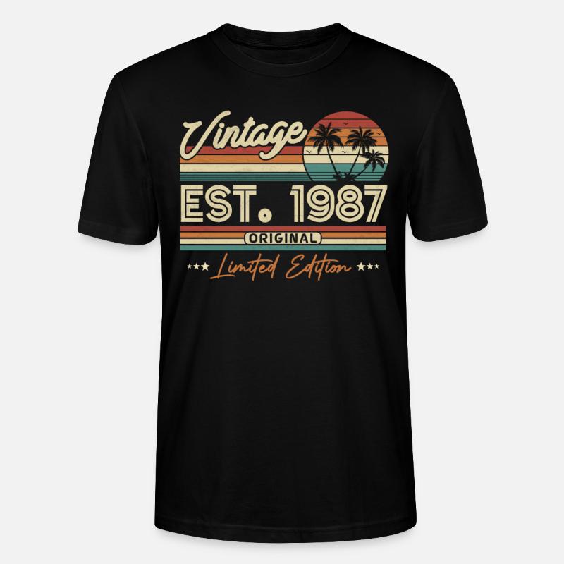 1987 Anniversaire du millésime - T-shirt bio CRAFTER Stanley Stella Unisexe - noir