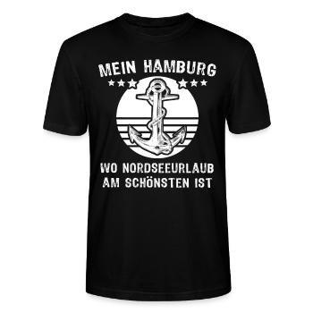 Hamburg Sprüche - Stanley/Stella Unisex Bio-T-Shirt CRAFTER - Schwarz - Vorne - Alina (178cm) & Michal (187cm)