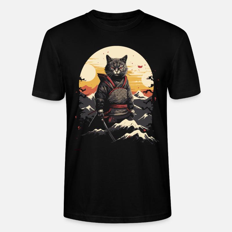 Jeu d’épée japonais Samurai Kitty - T-shirt bio CRAFTER Stanley Stella Unisexe - noir